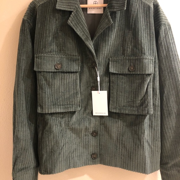 Anine Bing Green Corduroy Coat Nwt 